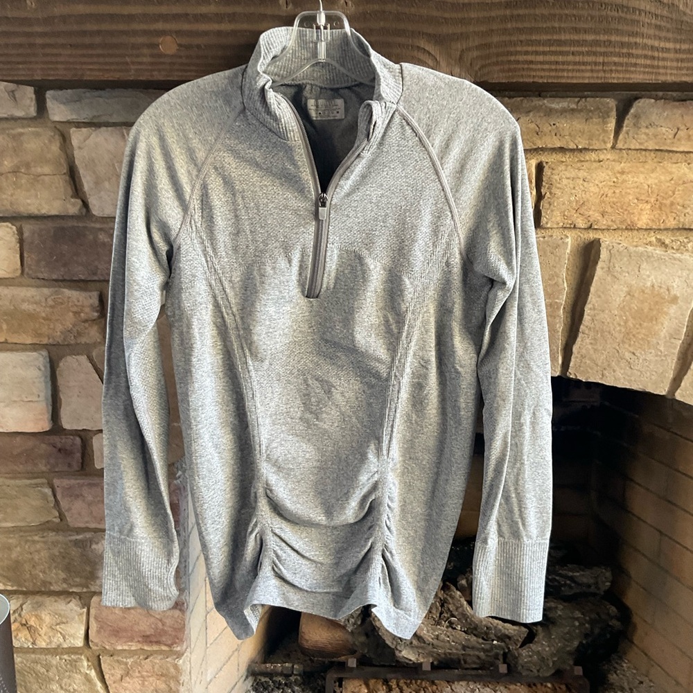 Athleta Gray Quarter-Zip Pullover Medium - Picture 2 of 4